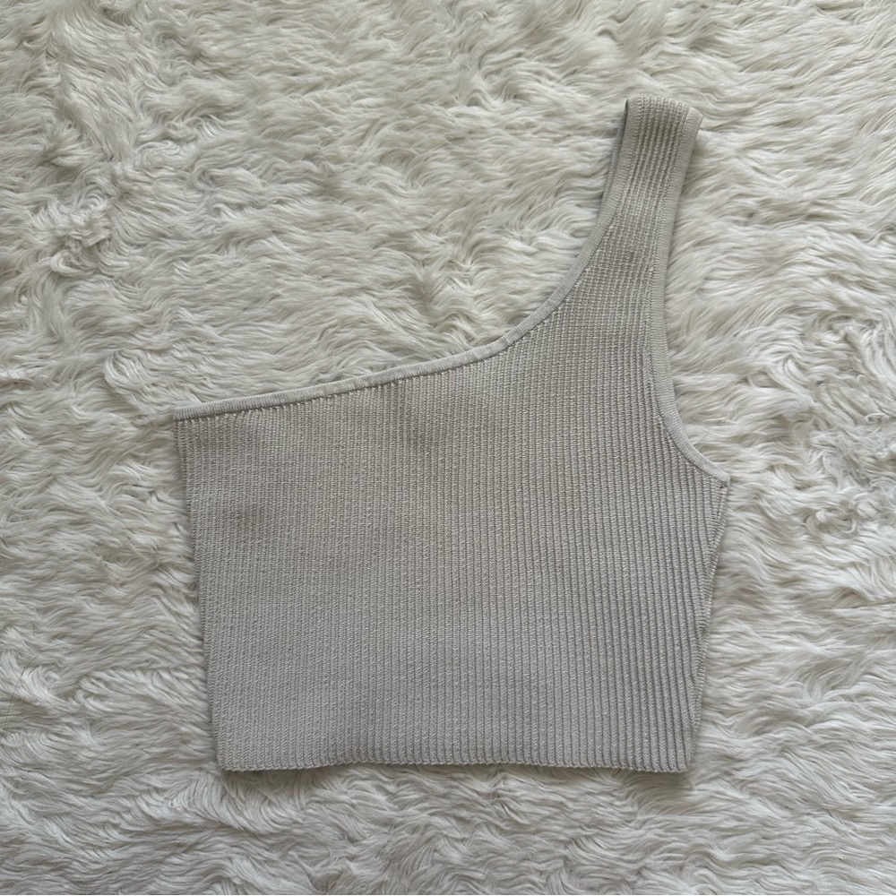 Aritzia Babaton Top Sculpt Knit One-Shoulder Cropped Tank Tight-fit Sz XS